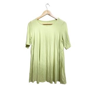 Eileen Fisher Lime Green Tencel Lyocell Spandex Short Sleeve Tunic Top Size L